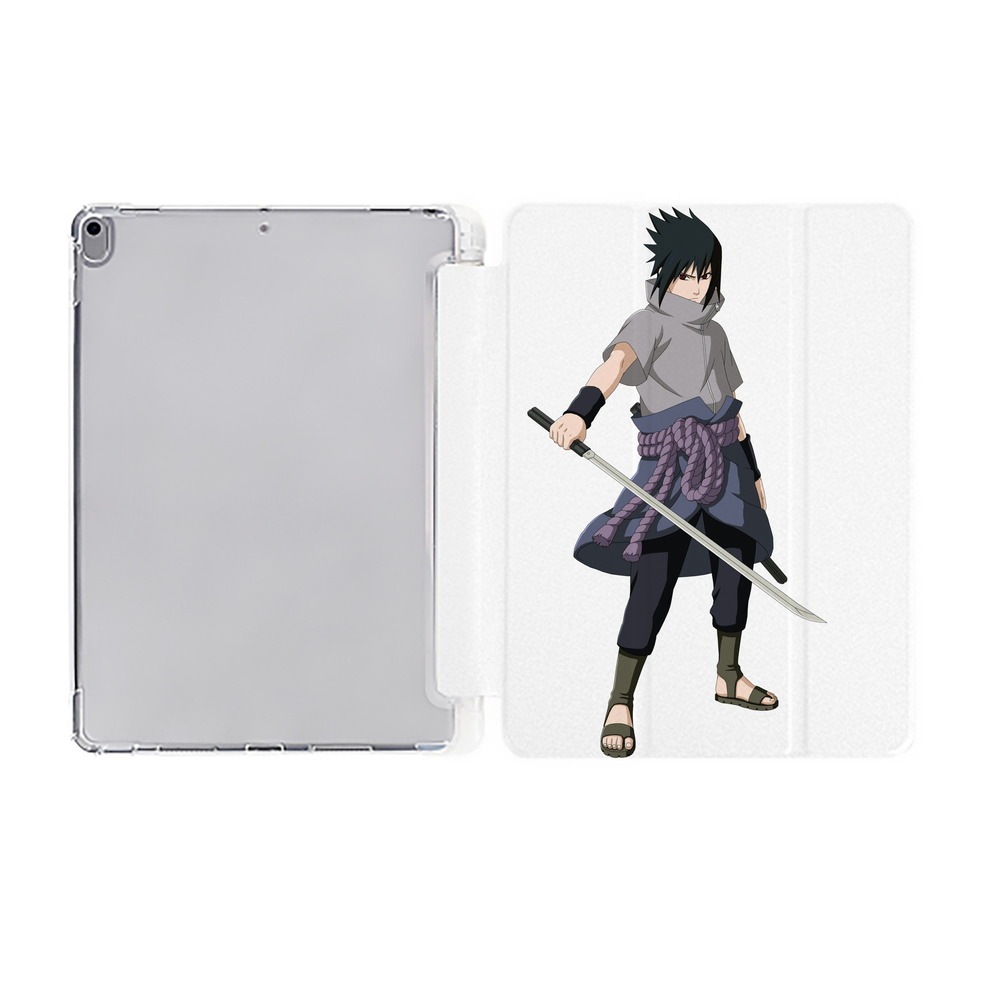 （画像用） NARUTO -ナルト- うちは サスケ Uchiha Sasuke IPad ケース ペン収納付き 三つ折りスタンド PUレザー×シリコン 対応機種9.5/10.5/10.9インチ